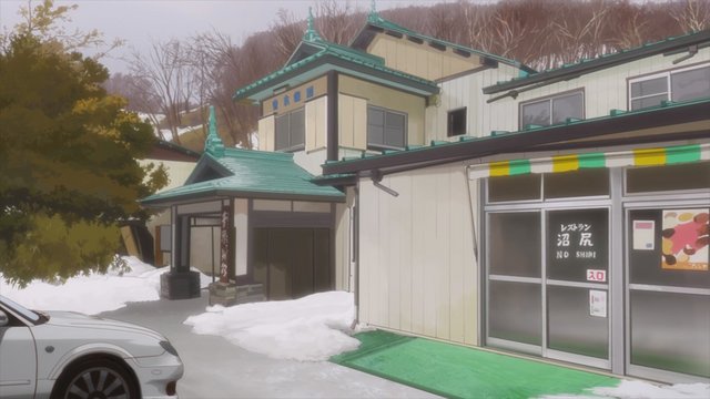 Mountain lodge scene